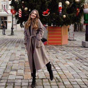 Zara Patch Pockets Belted Coat in Mink